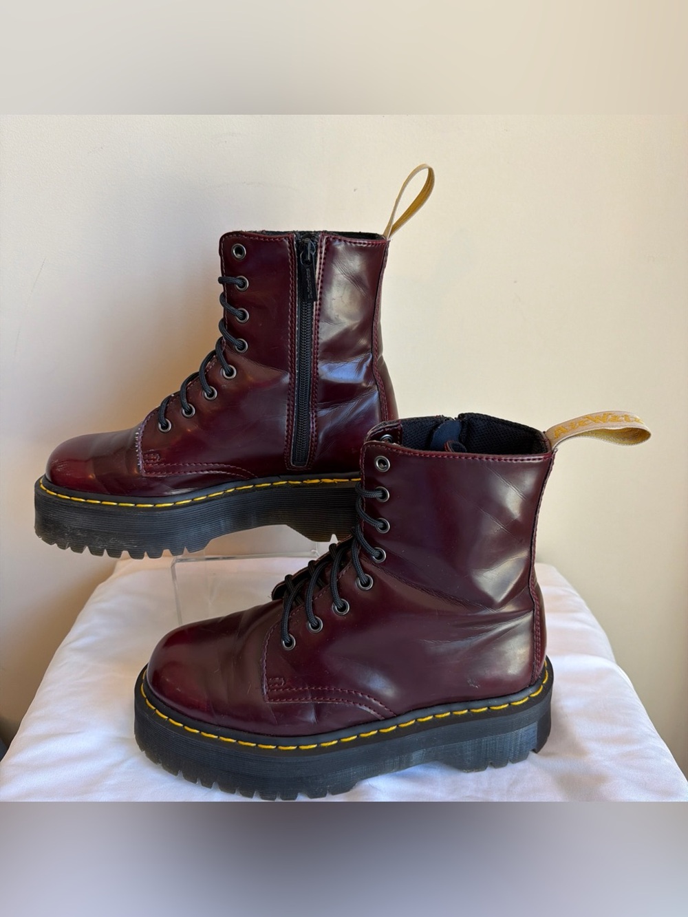 Doc Dr Martens V Jadon II Vegan Cherry Red Platform Boots Womens 8 Mens 7